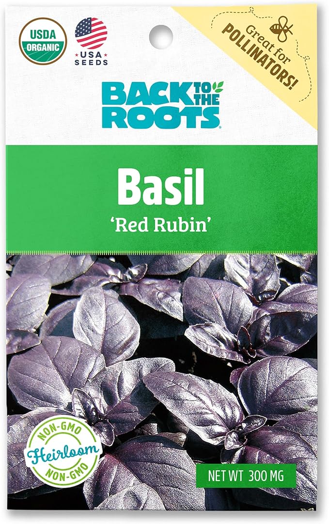 Back to The Roots 100% Organic Seed Packet - Basil 'Red Rubin' 300mg