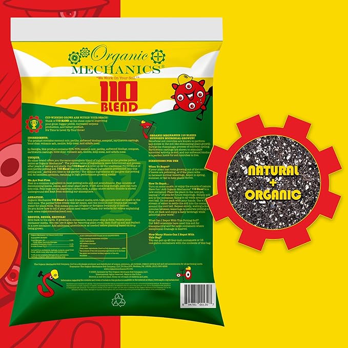 Organic Mechanics 110 Blend Organic Potting Soil – 1.76 Cu Ft | Peat-Free Mix with Biochar, Coco Coir, Perlite, Compost | for Indoor Plants, Outdoor Gardens, Containers