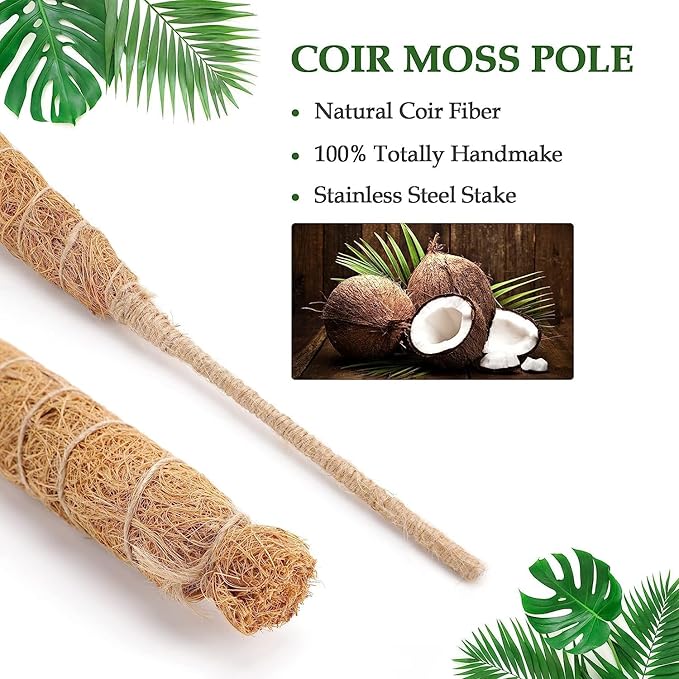 48 Inch Moss Pole, Bendable Moss Pole for Plants Monstera - Moss Poles for Climbing Plants Indoor, Handmade Coco Coir Plant Support Stakesfor Potted Plants, Pothos, Philodendron