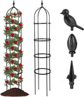 1 Pack Garden Obelisk Trellis for Climbing Plants Outdoor, 6FT Adjustable Metal Plant Support with 3 Decorative Tops, Black Rustproof Trellis for Roses, Tomatoes, Clematis & Vines