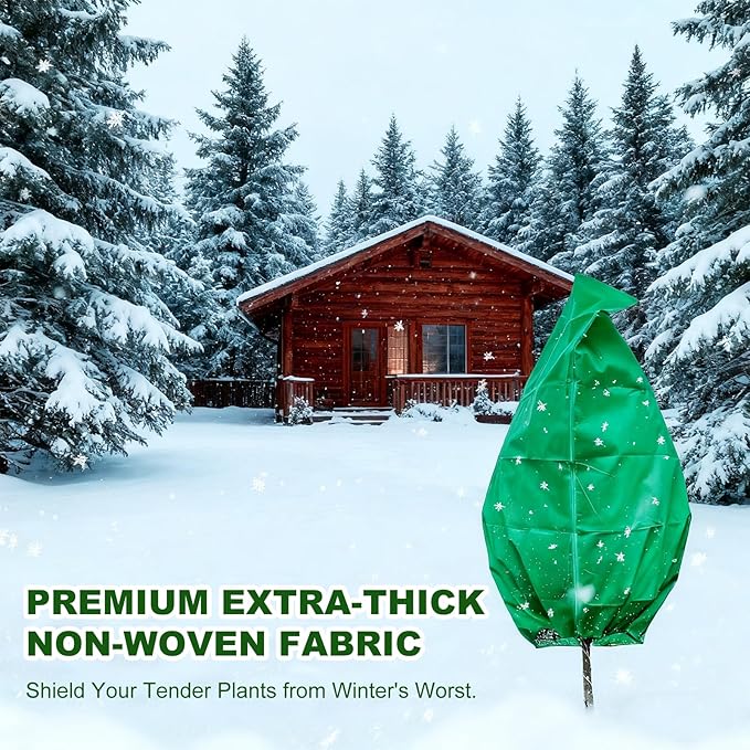 2 Pack 63 x 71 Inch Plant Covers Freeze Protection, Frost Cloth Plant Freeze Protection With Burlap Tree Wrap, Reusable Breathable Freeze Blankets With Drawstring for Fruit Tree Shrub Potted