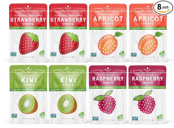 Nature’s Turn Freeze-Dried Fruit Crisps – Healthy, Gluten-Free, Crispy & Delicious, Plant-Based Snack, Ideal for Cereal, Smoothies, School Lunches, & On-the-Go, Sour Variety, Bags of 8 (0.53 oz Each)