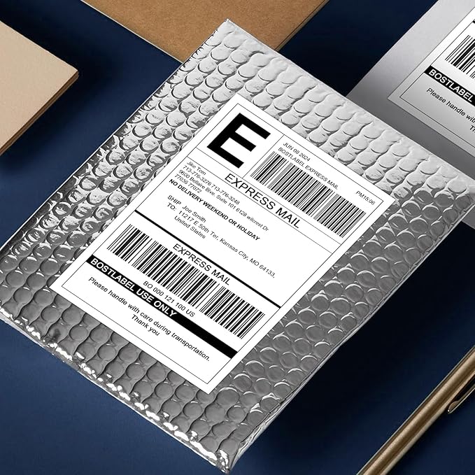Bostlabel 8.5"x5.5" Half Sheet Shipping Labels for Laser & Inkjet Printers, 500 Sheets 1000 Pcs Half Page Labels, Self Adhesive Mailing Address Stickers