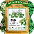 Flawn Seed White Dutch Clover Seeds, 2 Lbs, Organic Coated, Natural Lawn, Ground Cover, Food Plot, Zones 3-9, Covers up to 7,200 Sqft