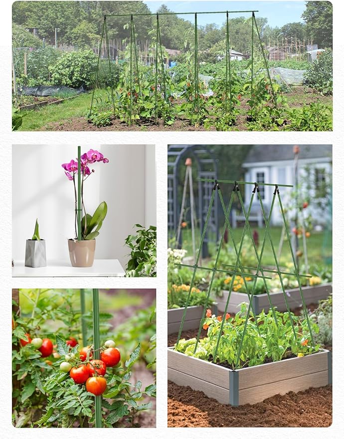 Joyhalo 20 Pack 17 in Modular Garden Trellis Kit Cucumber Trellis, DIY 4ft 5ft 6ft 7ft 8ft Tomato Stakes, Garden Plant Stakes, Versatile Ues for Supporting Tomatos Grapes Outdoor Plants