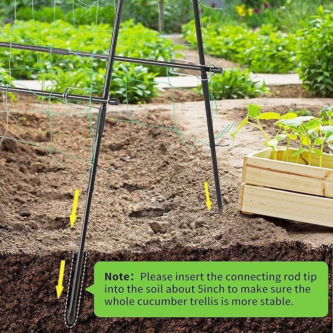 Lalahoni Cucumber Garden Trellis A Frame Trellis for Raised Bed, Plant Support for Flower Vine Grape Vegetable Fruit, Black