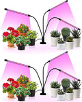 iPower 3 Heads Red&Blue Spectrum LED Grow Light with Adjustable Gooseneck, Auto ON & Off Timer and Multi-Dimmable Levels