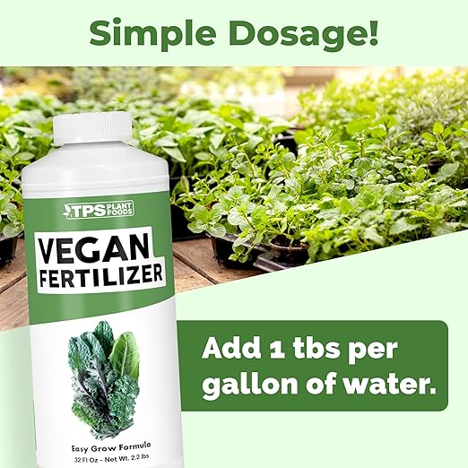 Vegan Fertilizer for Vegetable Gardens, Works Great for All Types of Plants, Liquid Fertilizer by TPS Plant Foods, 32 oz (1 Quart)