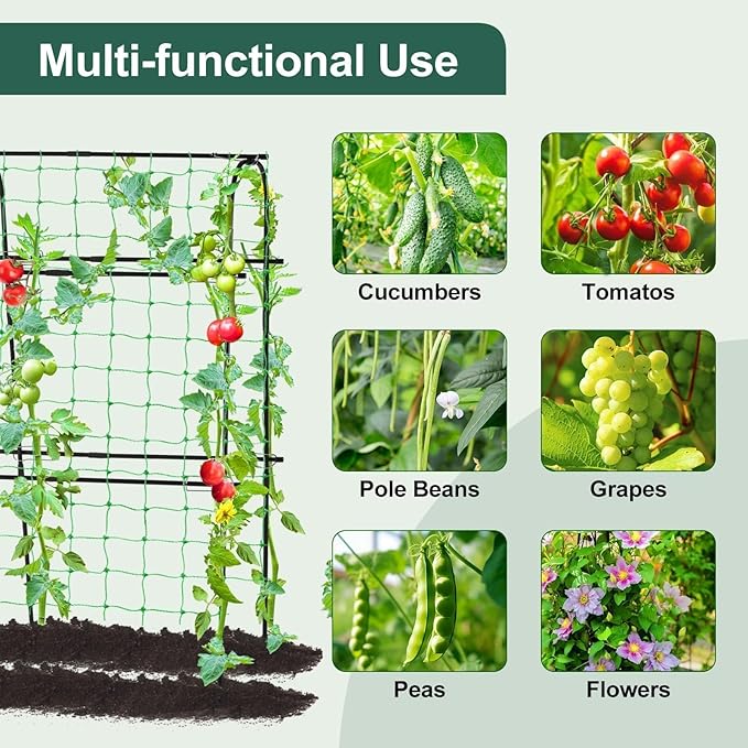 Garden Cucumber Trellis for Climbing Plants Outdoor, 65 x 48 inch U-Shaped Garden Arch Trellis, Pea Tomato Cucumber for Raised Bed, 120x160-BLK