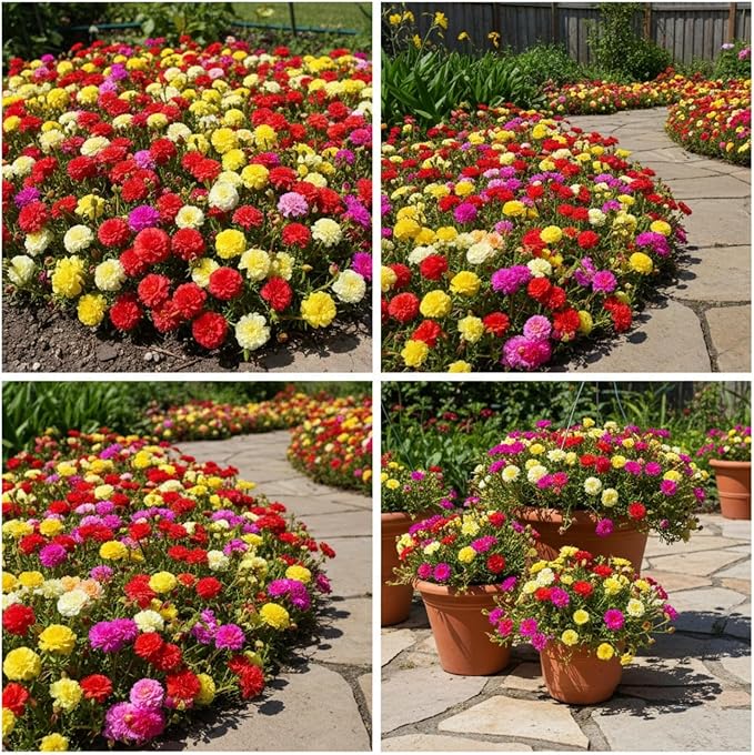 Moss Rose Seeds for Planting Outdoors, Pack of 10000 Portulaca Grandiflora Flower Seeds for Planting