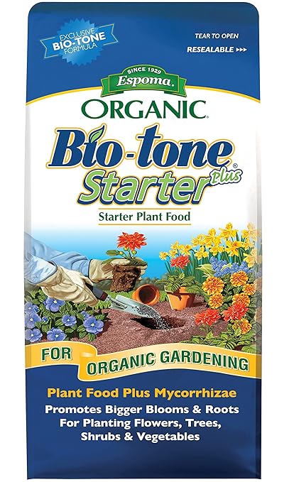 Espoma Organic Bio-Tone Starter Plus 4-3-3 Natural & Organic Starter Plant Food with Both Endo & Ecto Mycorrhizae; 4 lb. Bag; The Ultimate Starter Fertilizer - Pack of 2