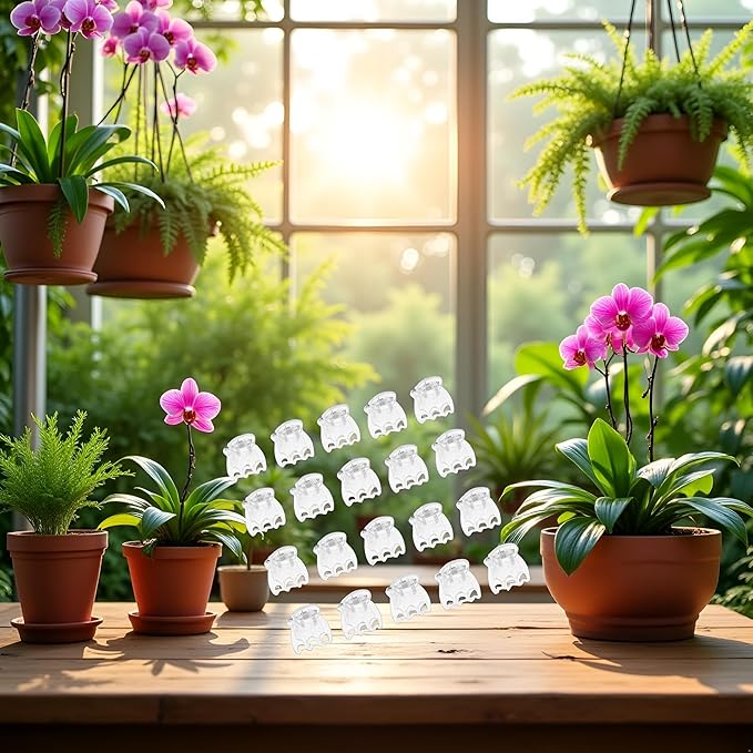 50 Pcs Plant Support Clips,Plant Orchid Clips Flowers Support Clear Fixer for Garden Vine Stem Plants Climbing Clasp Transparent 6 Claws Orchid Plastic Butterfly Plant Support Garden Structures