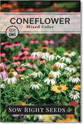 Sow Right Seeds - Mixed Color Coneflower Echinacea Seeds for Planting - Non-GMO Heirloom Ideal for Beautiful Flower Garden - Vibrant Cone Flowers - Perennial Blooms for Outdoor Gardens or Bouquets (1)