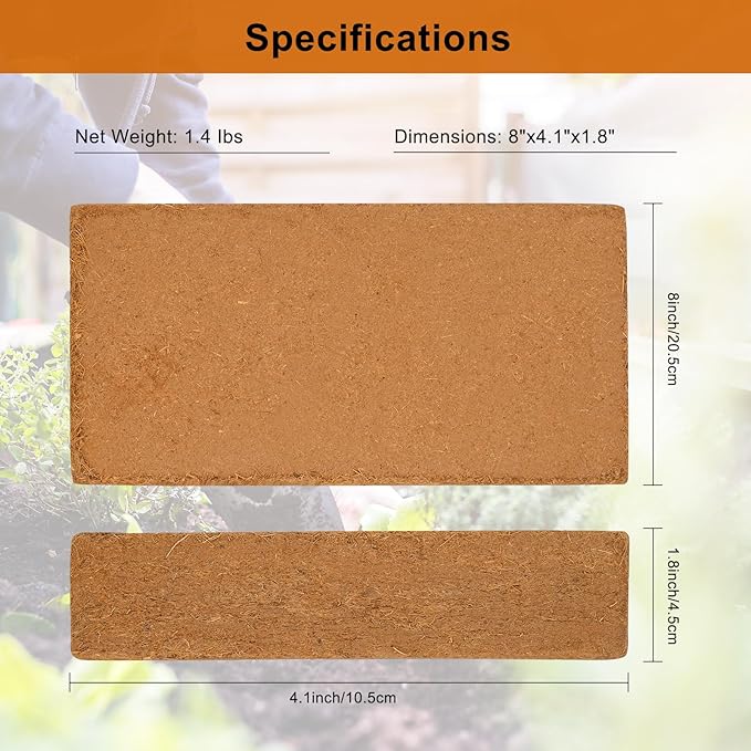 6 Pack Premium Coco Coir Bricks, Coco Coir for Plants, Coconut Fiber Substrate with Low pH & EC, Organic Coconut Fiber for Indoor & Outdoor Gardening and Potting Mix