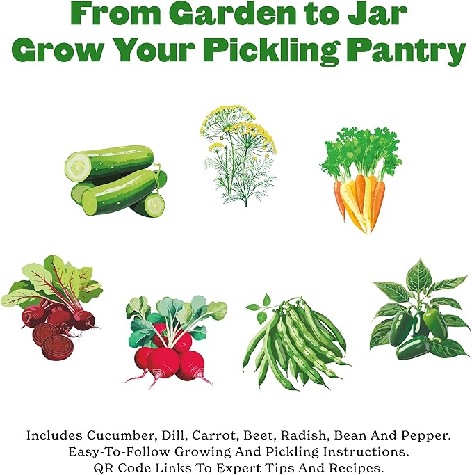 Epic Gardening Pickling Garden Seed Kit - 7 Non-GMO Varieties for Pickling, Includes Beets, Cucumbers, Dill, Jalapeños & More, Easy-to-Grow Seeds in Eco-Friendly Packaging, Perfect for Beginners