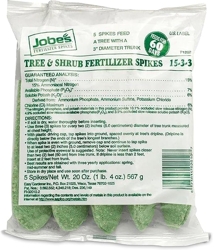 Jobe’s Slow Release Tree and Shrub Fertilizer Spikes, Easy Plant Care for Oak, Maple, Dogwood, Boxwood, and Many More Acid Loving Trees and Shrubs, 5 Count