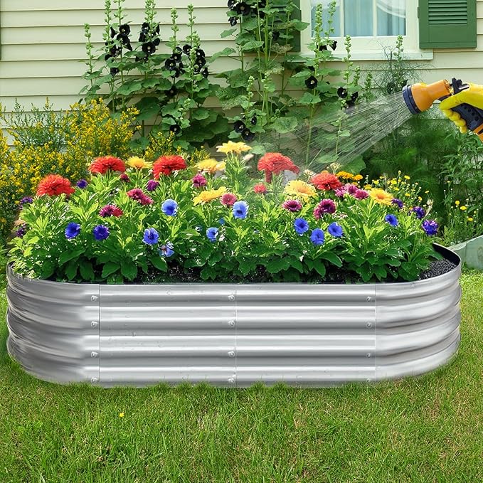 Galvanized Garden Bed Kit for Vegetables/Herbs/Flowers, Outdoor Raised Planter Box, 2PCS 4x2x1 ft