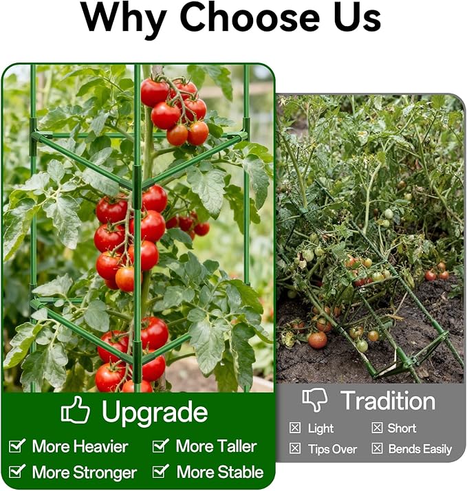 Halatool 72 Inch Extra Tall Tomato Cages for Garden, 4 Pack Heavy Duty Metal Plant Support Stakes for Outdoor Garden, Adjustable Large Trellis for Climbing Plants Cucumbers Vegetables Flowers Fruits