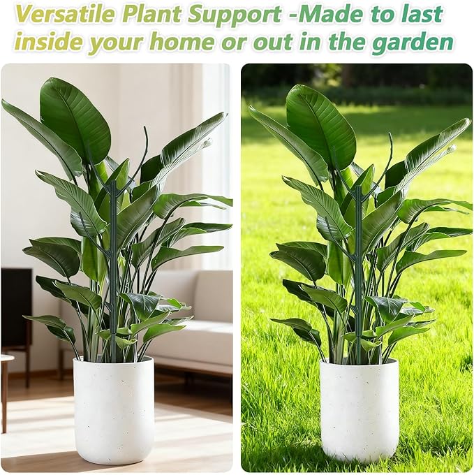 5Pcs Stackable Plant Support Stake Stem Holder Structures Frame & Plant Cage Support Ring Half Round for Sphagnum Twig Trellis Indoor Outdoor Potted Plants Stick for Vine Training & Stem Stabilization