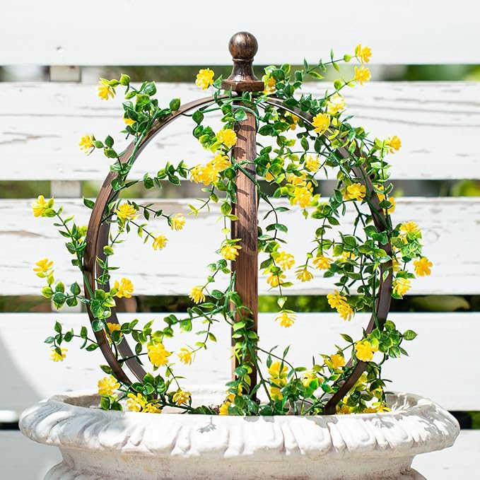 12.6x17.5 Inch Bronze Metal Garden Trellis Obelisk – Versatile Support for Climbing Roses, Vines & Potted Plants – Elegant Outdoor Decor & Space-Saving Design – Easy to Assemble
