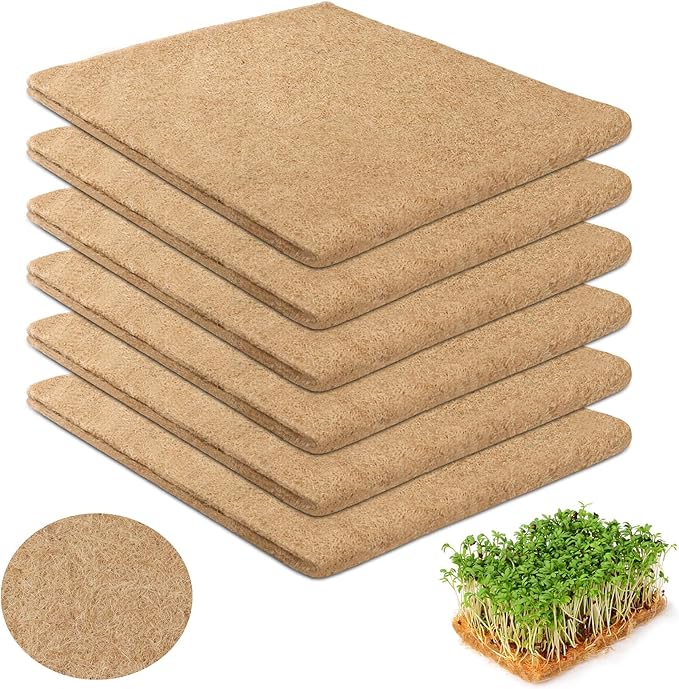Legigo 6 Pack Jute Plant Grow Mat for Microgreens- 10" X 20" Hydroponic Grow Pads for 1020 Growing Trays, Hemp Fiber Mats Sprouting Pads Microgreens Growing Kit for Indoor Organic Wheatgrass Sprouts