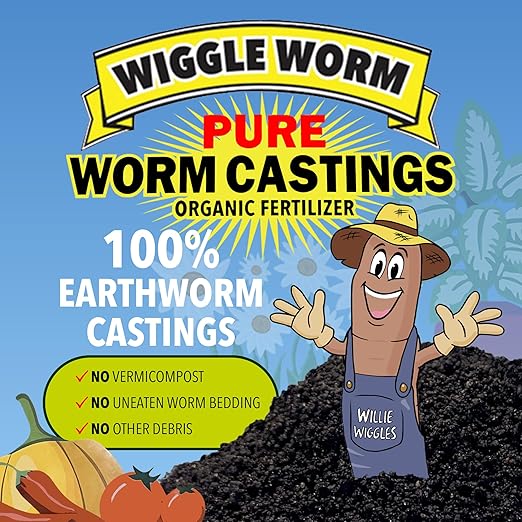 100% Pure Organic Mineral-Dense Worm Castings Fertilizer, 15lbs, Pack of 2 - Improves Soil Fertility and Aeration for Growing Better Houseplants, Vegetables, and More