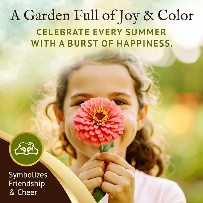 Everwilde California Giants Zinnia Seed Mix 1 lb – Bright Blooms in Pink, Purple, Red, Orange, Yellow & White – Easy-to-Grow Annuals for Gardens & Bouquets – Gold Vault Packet