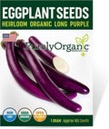 Organic Eggplant Seeds (Long Purple) - Approx 160 Seeds - USDA Organic, Non-GMO, Open Pollinated, Heirloom, USA Origin