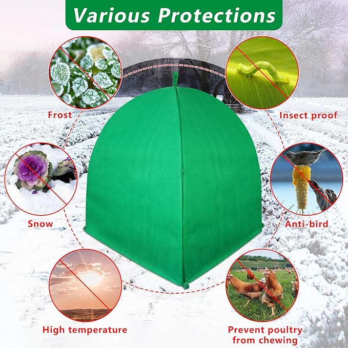 2 PACK Winter Plant Covers Freeze Protection Shrub Covers for Winter Frost Protection for Plants in Winter Warm Plant Tent Protecting Fruit Potted Plants Tree From Freezing Animals Eating (35x35x39)
