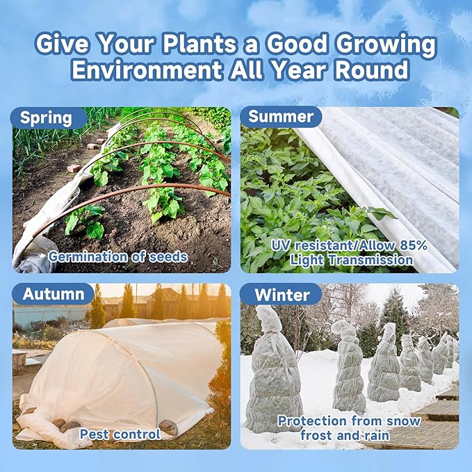 Plant Covers Freeze Protection,10 ft x 40 ft 1.1oz/yd² Thicker Floating Row Blanket Cover Fabric Plant Cloth for Winter Frost Snow and Garden Protection