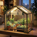 Leaf&Lull Mini Greenhouse Indoor Desktop with Grow Lights Small Grow Tent Reusable Portable Warm House with PE Cover Ventilation Window for Seed Starting&Plant Growth