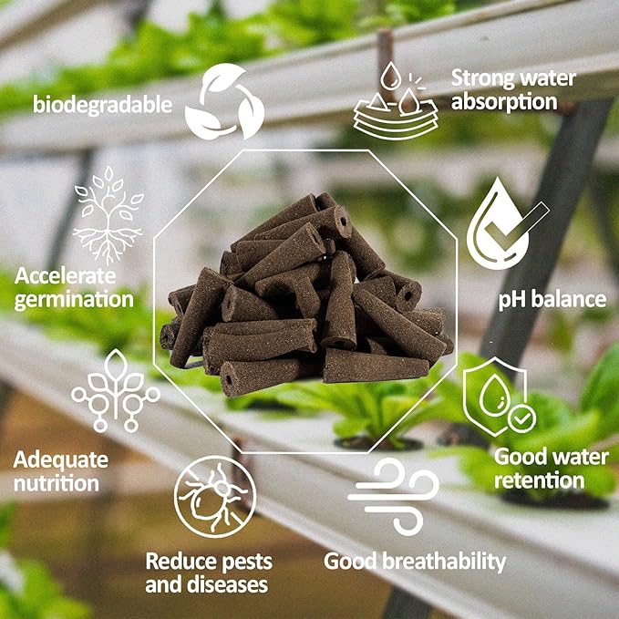 MAQIHAN 100 Grow Sponges for Hydroponics - Seed Pods for Garden Seed Starter Pods Growing System Plant for Seed Plugs Garden Cube Sponges Replacement