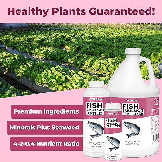 Fish Emulsion Fertilizer – Liquid Salmon Supplement for Fast Nutrient Uptake, Lush Green Growth & Stronger Roots, 32 oz