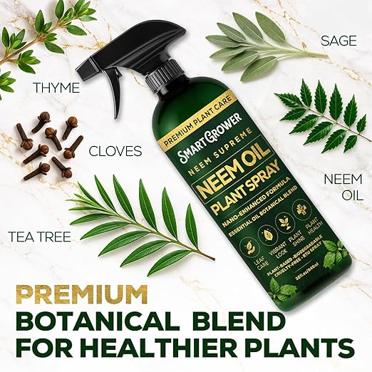 Neem Oil Spray for Plants Botanical Blend – Plant Wash with Natural Essential Oils, Simple Ready-to-Use Plant Spray for Gardens, Houseplants, Indoor & Outdoor Plants – 32 oz