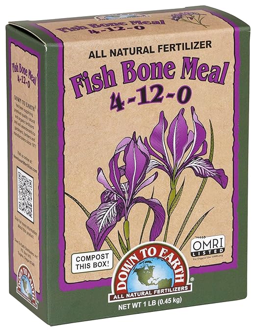 Down To Earth All Natural Fertilizers Organic Fish Bone Meal - High Phosphorus Plant Food for Buds, Bulbs, Blooms, Flower Beds 4-12-0, 1 lb