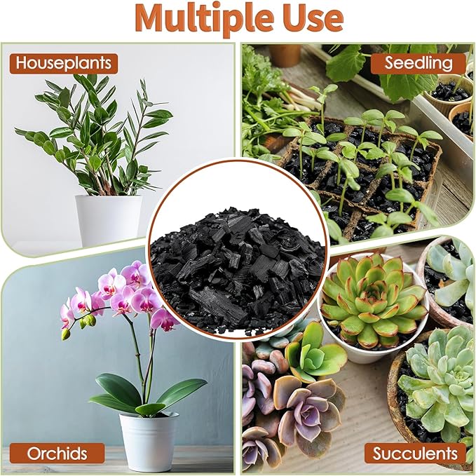 Horticultural Charcoal for Plants,4QT Premium Activated Charcoal for Indoor and Outdoor Plants,Ideal for Soil Amendment, Orchids,Succulent,Cactus, Terrariums & Gardening