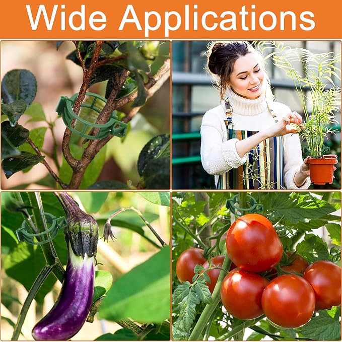 Tomato Clips for Climbing Plants, 100 Pcs Reusable Plastic Tomato Clips Clear, Tomato Trellis Clips for Plants Support, Secured Plastic Plant Clip for Tomatoes Vines Climbing Supplies