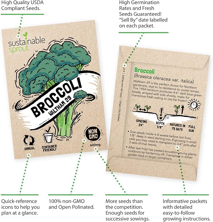 Vegetable Seeds for Planting: 13 Heirloom Veggie Seeds for Planting Home Garden: Tomatoes Lettuce Beets Bell Pepper Zucchini Broccoli Beans Cabbage Cauliflower Onion Cucumber by Sustainable Sprout