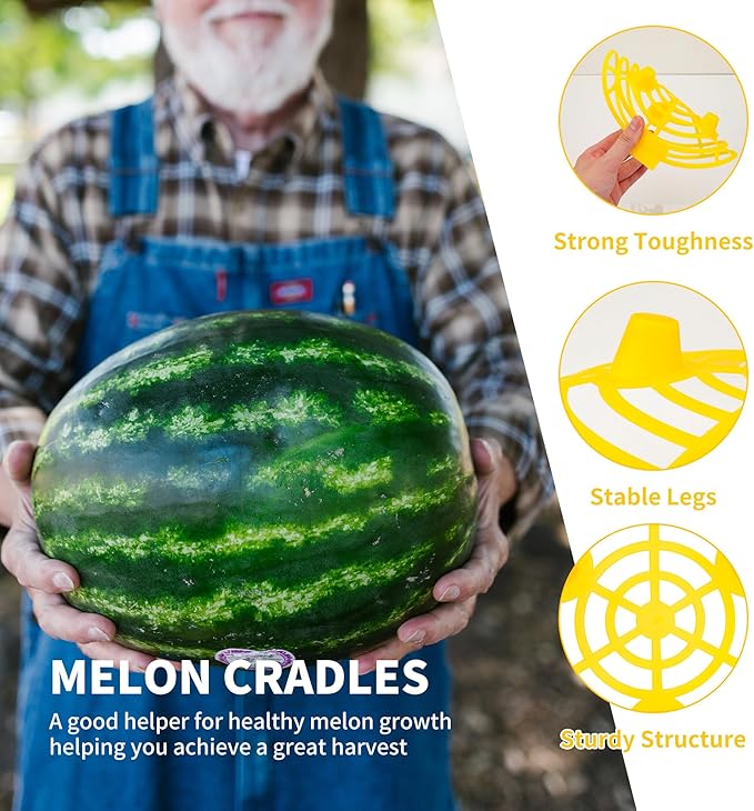 15 Pack Melon Cradle for Garden Pumpkin Support Stand Trellis,Avoid Ground Rot,Plastic Plant & Garden Support for Pumpkin Watermelons Squash Strawberries(Yellow)