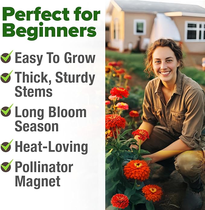 HOME GROWN Will Rogers Zinnia Seeds - 300 Zinnia Flower Seeds for Planting Outdoors - Tall Zinnia Elegans Cut Flowers - Heirloom Non-GMO Zinnia Seeds for 2026 (Zinnia Elegans)