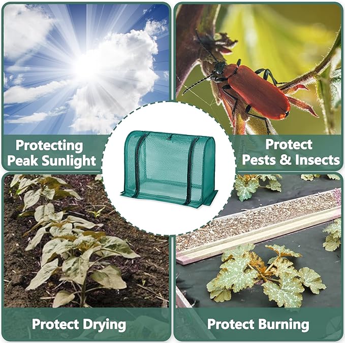 2 Pack Mini Plant Shades for Outdoor Plants, Garden Netting Cover, 30% Sunblock for Succulents, Flowers, Outdoor - 23x12x16.5 Inches