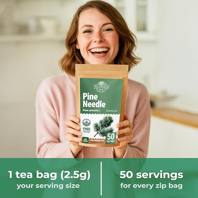 50 Bags Pine Needle Tea Dried Pine Needles Herb Tea (Pinus Koraiensis) - 50 Count 1.5g Bags Dried Needle Leaf Aguja De Pino