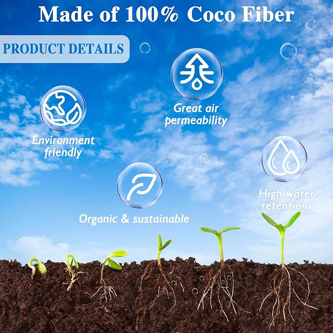 ZeeDix 100pcs 30mm Coco Coir Pellets Potting Soil, Organic Coconut Fiber Seed Starter Soil Pellets, Coconut Coir Soil Discs for Indoor Outdoor Plants, Herbs Houseplants Flowers Succulents Vegetables