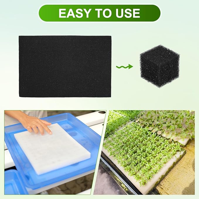 96-Pack Hydroponics Sponges, 0.98 Inch Growing Media Square Sponges for Planting Gardening Tool/Grow Seedlings/Home Vegetable Flower, Soilless Cultivation Seedling [Black]