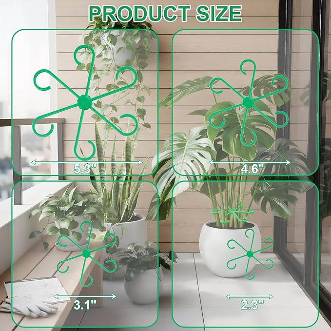 8 PCS Plant Stem Support – Reusable Plastic Plant Stem Holder for Monstera, Indoor Plant Support Clips, Gardening Accessories （Green）