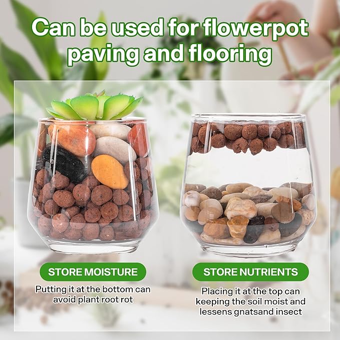5 LB Expanded Leca Clay Pebbles for Plants, Natural Leca Balls for Indoor Plants, Hydroponic Clay Pebbles for Orchid Potting, Drainage, Aquaponics & Gardening