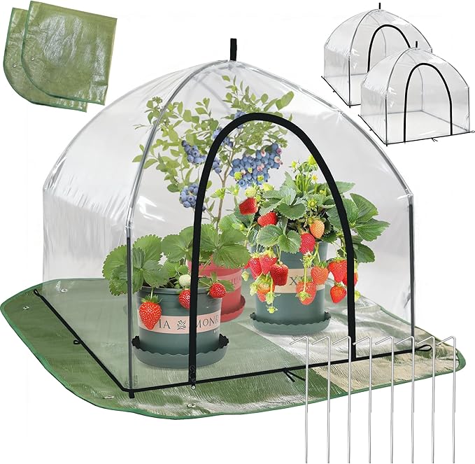 Portable Plant Cover Tent with Waterproof Base for Garden Indoor/Outdoor Tabletop Mini Greenhouse for Seed Starting Humidity Small Plants, Plant Protection from Animal for Raised Bed(XL-PVC - 2PCS)