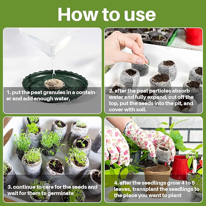 MAQIHAN 40PCS Peat Pellets for Seedlings - 40MM Seed Starter Pellets Peat Pods for Starting Seeds Garden Soil for Planting Transplanting Growing Garden Flower Vegetables