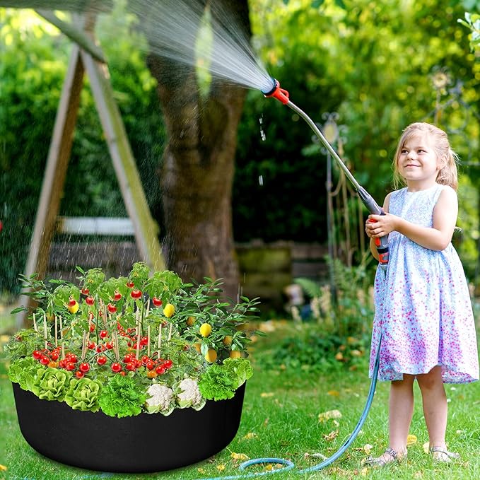 Zhehao 4 Pcs 50 Gallon Fabric Raised Planting Bed Round Garden Grow Bags Heavy Duty Breathable Fabric Raised Planter Container for Gardening Vegetables Herbs and Plants Outdoor