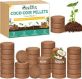 ZeeDix 50pcs(40mm) Coco Coir Pellets Potting Soil Indoor Plants, Compressed Coconut Coir Soil Pellets Seed Starting Pellets Soil Discs for Planting Flowers Bonsai Herbs Plants and Vegetables